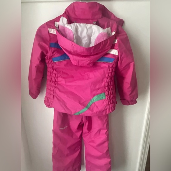 Girls Obermeyer Pink Jacket Snowsuit Hood Sz 5 Winter Ski Snowboard - Picture 14 of 15